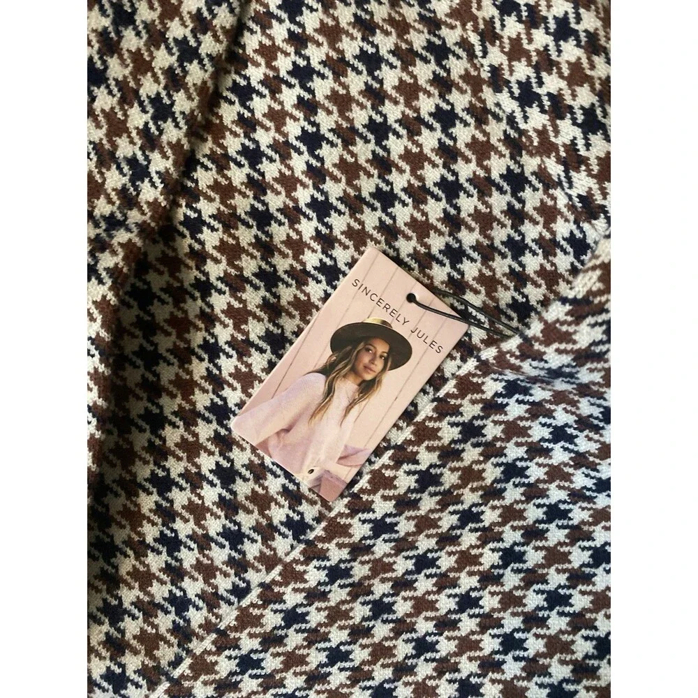 Sincerely Jules Viscose Houndstooth Blazer Black Brown Classic Staple Size XL